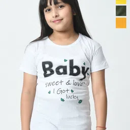 BAESD Girls Typography 4 Printed Raw Edge T-shirt-picture-33