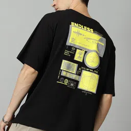 THE HOLLANDER Graphic Printed Drop-Shoulder Sleeves Oversized Fit Pure Cotton T-shirt-picture-15