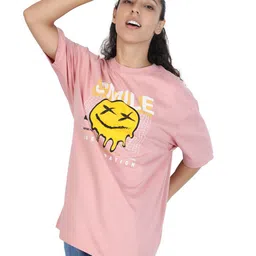 ZU Printed Round Neck Drop-Shoulder Sleeves Cotton Oversized T-shirt-picture-34