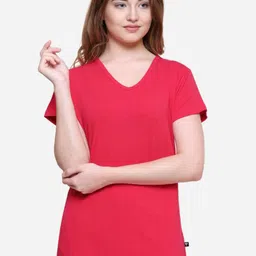 PROTEENS Women V-Neck Raw Edge T-shirt-image-82