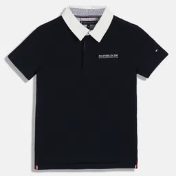 Tommy Hilfiger Boys Typography Printed Polo Collar Cotton T-shirt-picture-35