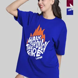 Leotude Women Printed Raw Edge T-shirt-image-70