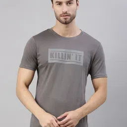 Joven Men Grey Printed Pure Cotton T-Shirt-image-90
