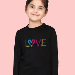 NUSYL Girls Typography Printed Casual T-Shirt-image-2