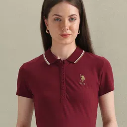 U.S. Polo Assn. Women Polo Collar Pique T-shirt image 1