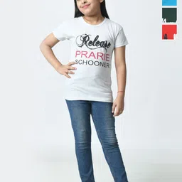 BAESD Girls Pack Of 4 Typography Printed Cotton Slim Fit T-shirts-picture-26