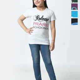 BAESD Girls Pack Of 5 Typography Printed Cotton Slim Fit T-shirts-picture-17