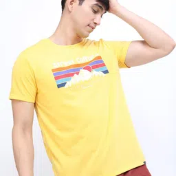 KETCH Men Yellow Printed Slim Fit T-shirt-picture-19