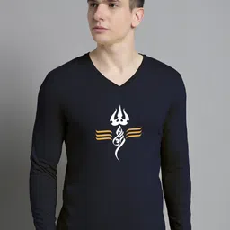 FBAR Graphic Printed V-Neck Cotton Slim Fit T-shirt-image-54