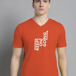 FBAR Typography Printed V-Neck Slim Fit Cotton T-shirt-image-47