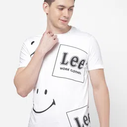 Lee Men White Typography Printed Slim Fit Cotton T-shirt-picture-11