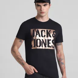 Jack & Jones Typography Printed Round Neck Short Sleeves Cotton Slim Fit T-shirt-picture-26