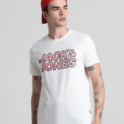 Jack & Jones Typography Printed Round Neck Pure Cotton Slim Fit T-shirt-picture-19