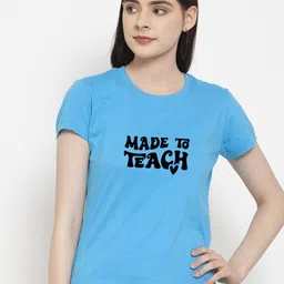 Friskers Women Typography Printed Pockets Slim Fit T-shirt-image-20