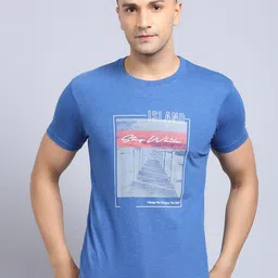Rodamo Men Blue & White Printed Slim Fit Cotton T-shirt-picture-15
