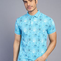 Greenfibre Men Printed Polo Collar Tropical Raw Edge Slim Fit T-shirt-picture-34