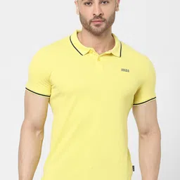 Jack & Jones Men Yellow Polo Collar Slim Fit Lounge T-shirt-picture-41