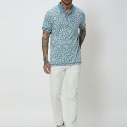 Mufti Floral Printed Polo Collar Slim Fit T-shirt-picture-3