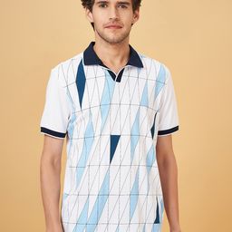 BYFORD by Pantaloons Men Geometric Printed Polo Collar Cotton Slim Fit T-Shirt-picture-34