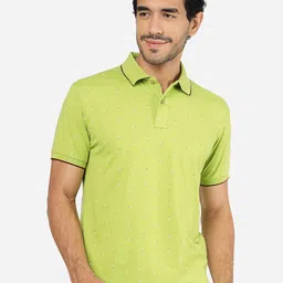 Greenfibre Floral Printed Polo Collar Cotton Slim Fit T-shirt-image-37