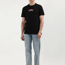Tommy Hilfiger Men Embroidered Typography Round Neck Pure Cotton Slim Fit T-shirt-picture-56