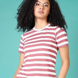 V-Mart Women Striped Round Neck Cotton T-shirt-picture-21