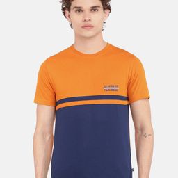 Dollar Men Orange & Navy Blue Colourblocked Cotton T-shirt-picture-11