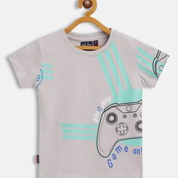 Gini and Jony Infant Boys Grey & Black Printed Cotton T-shirt-picture-45