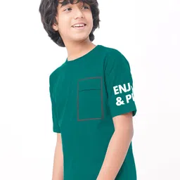 edheads Boys Green Solid Cotton T-shirt-picture-44