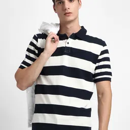 Dennis Lingo Striped Polo Collar Cotton T-shirt-picture-40