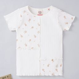 Ed-a-Mamma Girls White Floral Printed Sustainable Cotton T-shirt-picture-37