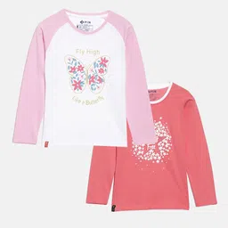 3PIN Girls Multicoloured Floral 2 Printed V-Neck T-shirt-picture-45