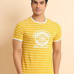 berry blues Striped Short Sleeves Cotton T-shirt-image-49