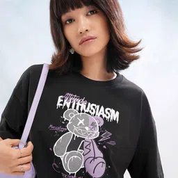 street by tokyo talkies Tokyo Talkies Women Printed Raw Edge Boxy T-shirt-picture-31