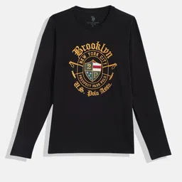 u.s. polo assn. kids U.S.Polo Assn. Kids Boys Black Self Design Pure Cotton T-shirt-picture-31