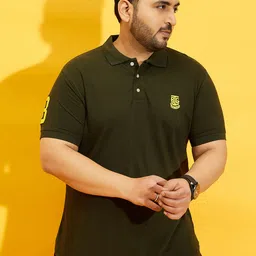 bigbanana Men Green Solid Polo Collar Bio Finish Pure Cotton T-shirt-picture-22
