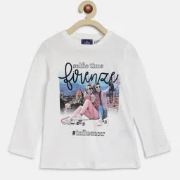 Chicco Girls White Typography Printed Pure Cotton T-shirt-picture-44