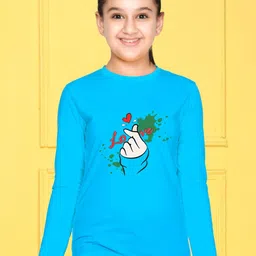 NUSYL Girls Blue PrintedT-shirt-picture-47