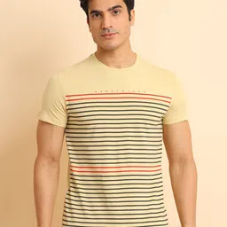 berry blues Striped Short Sleeves Cotton T-shirt-image-81