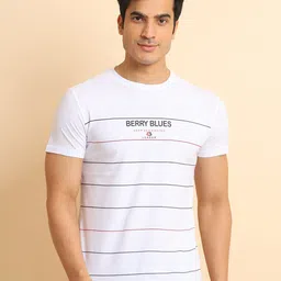 berry blues Striped Round Neck Short Sleeves Cotton T-shirt-image-33