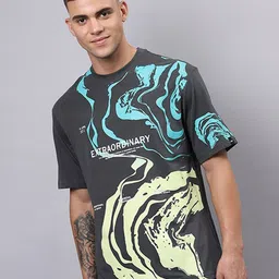 Bewakoof Abstract Printed Round Neck Cotton Oversized T-shirt image 1