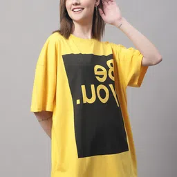 DOOR74 Women Drop-Shoulder Sleeves Oversize Fitted Cotton T-shirt-image-81