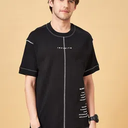 Street 808 by Pantaloons Typography Printed Drop Shoulder Sleeves Boxy T-Shirt-picture-41