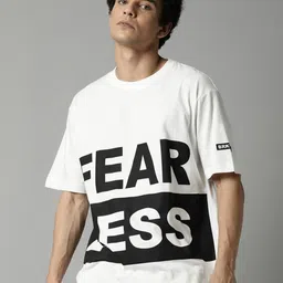 Breakbounce Men Off White Typography Printed Pure Cotton T-shirt-picture-49