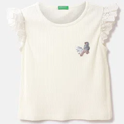 United Colors of Benetton Girls Round Neck Embellished Cotton T-shirt-picture-58