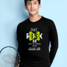 NUSYL Boys Black & Green Typography Printed T-shirt-picture-54