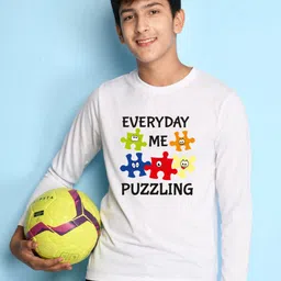 NUSYL Boys White & Black Typography T-shirt-image-65