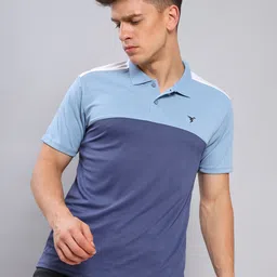 Technosport Colourblocked Polo Collar Antimicrobial Training or Gym T-shirt-picture-11