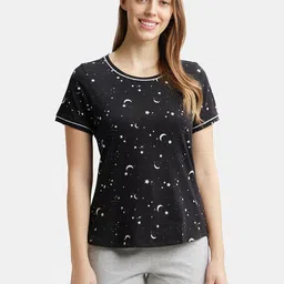 Jockey Women Black Printed Cotton Lounge T-shirt-image-94
