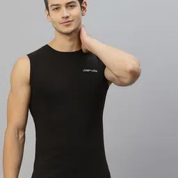 JUMP USA Men Black Pure Cotton Sports T-shirt-image-78